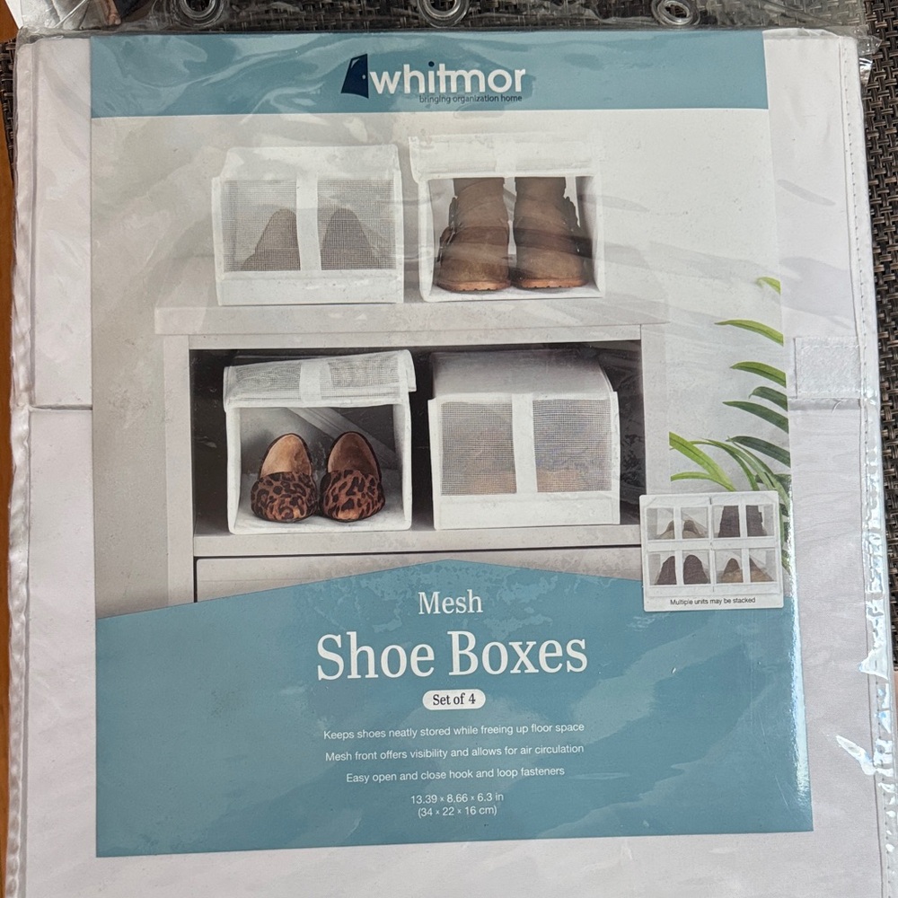Whitmor Mesh Shoe Boxes Set of 4